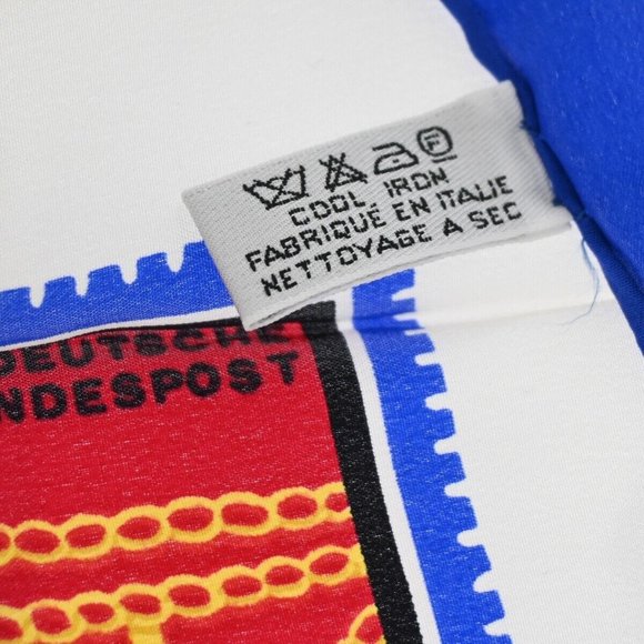 CHANEL CC Logo Stamp Pattern Scarf Handkerchief 100% Silk Blue Accessory 61RJ341 - Picture 4 of 11